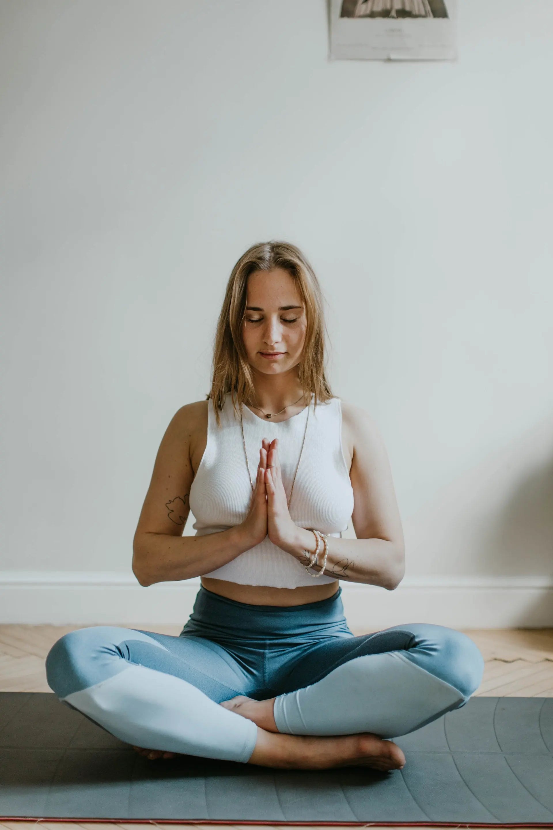 woman incorporating matcha and meditation into her morning routine