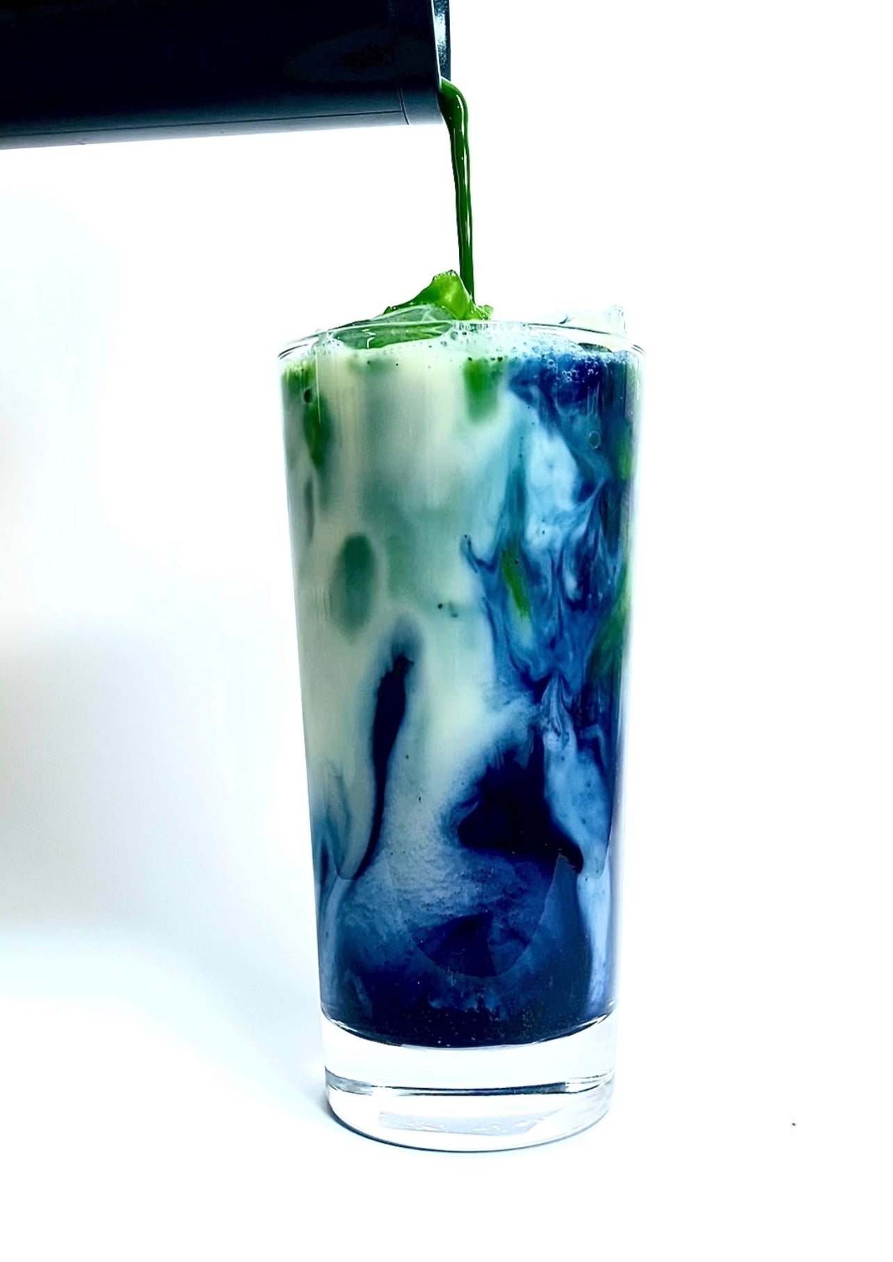 Bonsai Cha zen latte made with matcha and butterfly pea tea.