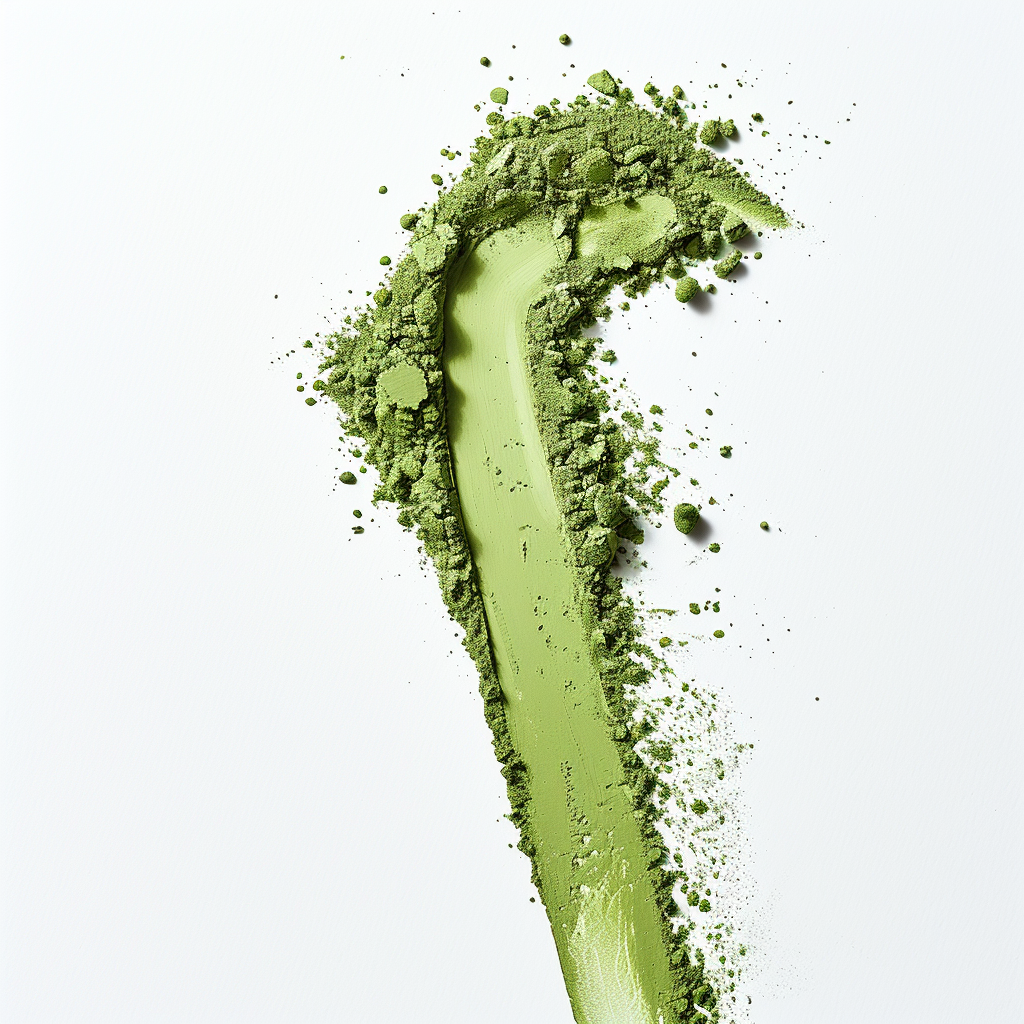 streak of matcha powder